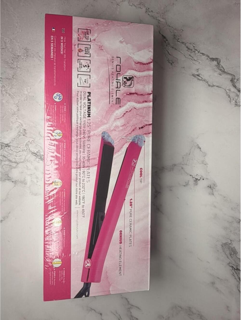 Royale Platinum 1.25” Ceramic Hair Straightener +‎ Hot Pink Holder Set NEW - Picture 2 of 7